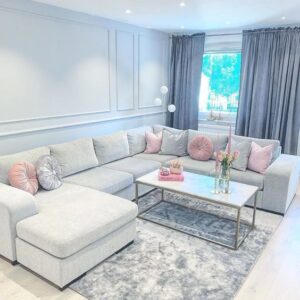 Modern Microfiber U- Shaped Chesterfield Sofa