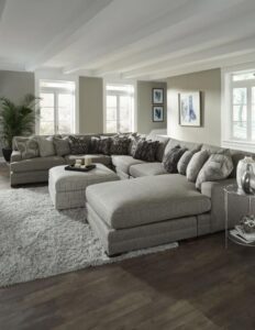 Linen Fabric U-Shaped Sectional with Ottoman