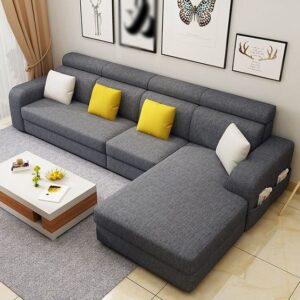 5 Seater Chaise Sofa Set with Cushions