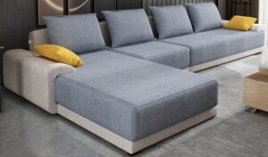 5 Seater Contemporary Fabric Chaise Sofa Set