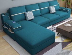 5 Seater Contemporary Fabric Chaise Sofa Set