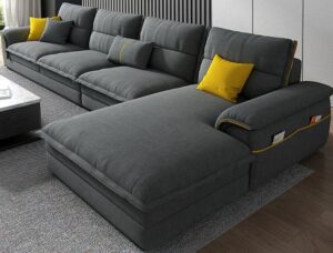 5 Seater Contemporary Fabric Chaise Sofa Set