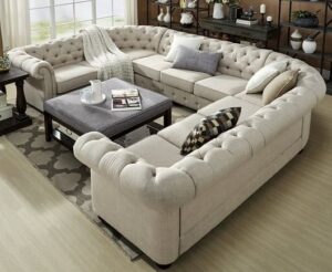 Modern Microfiber U- Shaped Chesterfield Sofa