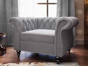 Velvet Chesterfield Sofa Set with Nailhead Trim