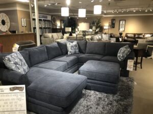 Linen Fabric U-Shaped Sectional with Ottoman