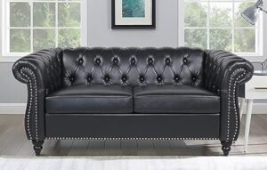 Modern 2-Seater Chesterfield with Nailhead Trim