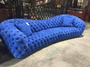 Velvet Upholstered Chesterfield Loveseat