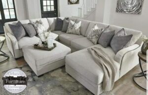 Linen Fabric U-Shaped Sectional with Ottoman