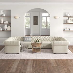 Modern Microfiber U- Shaped Chesterfield Sofa