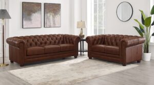 Classic Leather Chesterfield Sofa Set