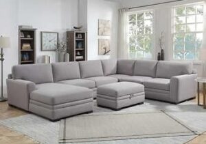 Contemporary U-Shaped Sectional with Built-In Storage