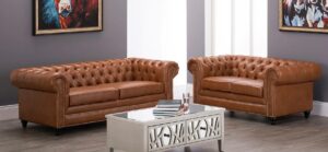 Classic Leather Chesterfield Sofa Set