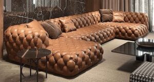Leather Chesterfield U-Shaped Sectional