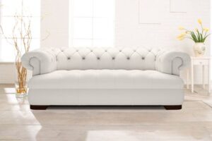 White Leather Chesterfield Loveseat
