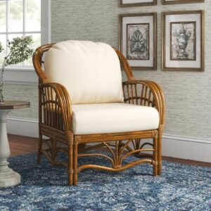 Bohemian Rattan Arm Chair with Cushions