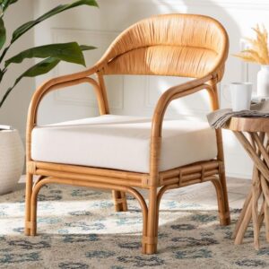Bohemian Rattan Arm Chair with Cushions