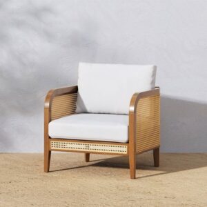 Bohemian Rattan Arm Chair with Cushions