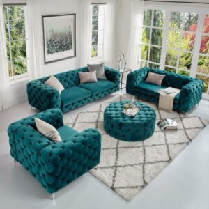 Chesterfield Sofa Set with Rolled Arms