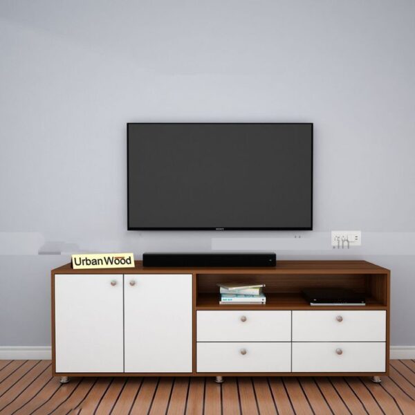 Classic Wood TV Stand with Glass Doors