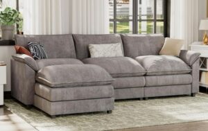Contemporary Sectional Sofa with Adjustable Headrests