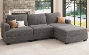 Contemporary Sectional Sofa with Adjustable Headrests