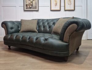 Contemporary Chesterfield Loveseat with Wooden Legs