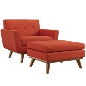 Contemporary Swivel Arm Chair with Ottoman