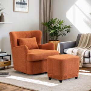 Contemporary Swivel Arm Chair with Ottoman