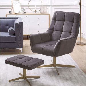 Contemporary Swivel Arm Chair with Ottoman