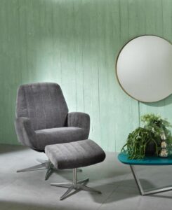 Contemporary Swivel Arm Chair with Ottoman