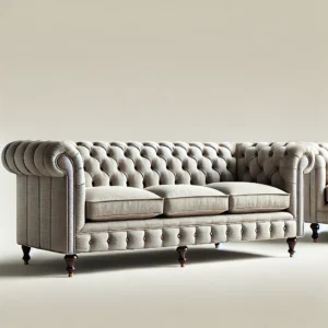 Linen Chesterfield Sofa Set with Tapered Legs