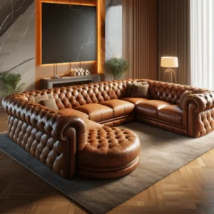 Leather Chesterfield U-Shaped Sectional