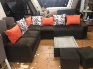 Tufted Velvet Chaise Sofa Set