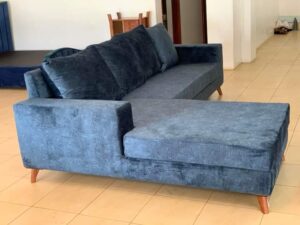 Tufted Velvet Chaise Sofa Set