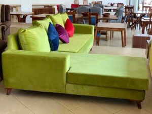 Tufted Velvet Chaise Sofa Set