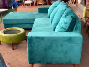 Tufted Velvet Chaise Sofa Set