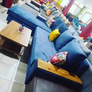 Tufted Velvet Chaise Sofa Set