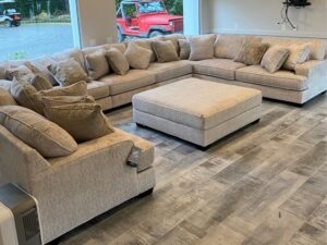 Fabric Upholstered U-Shaped Sectional with Throw Pillows