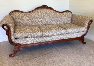 Floral Print Camelback Sofa for Vintage Flair