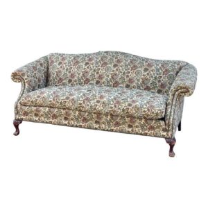 Floral Print Camelback Sofa for Vintage Flair