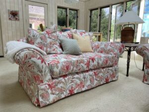 Floral Print Camelback Sofa for Vintage Flair