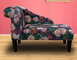 Floral Print Fabric Chaise Lounge