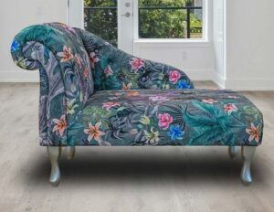 Floral Print Fabric Chaise Lounge