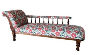 Floral Print Fabric Chaise Lounge