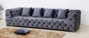 Velvet Chesterfield Sofa Set with Button Tufting