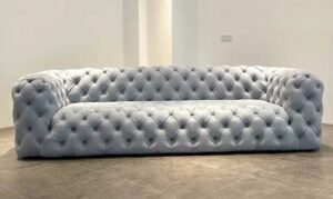 Velvet Chesterfield Sofa Set with Button Tufting