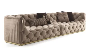 Royal Blue Velvet Chesterfield Settee