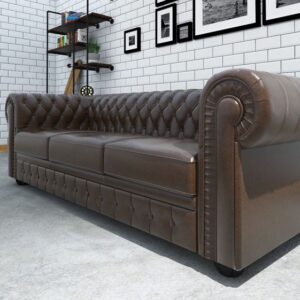 High-Back 2-Seater Chesterfield Sofa in Charcoal Grey