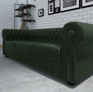 High-Back 2-Seater Chesterfield Sofa in Charcoal Grey