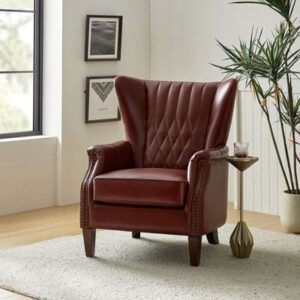 Leather Club Chair with Nailhead Trim